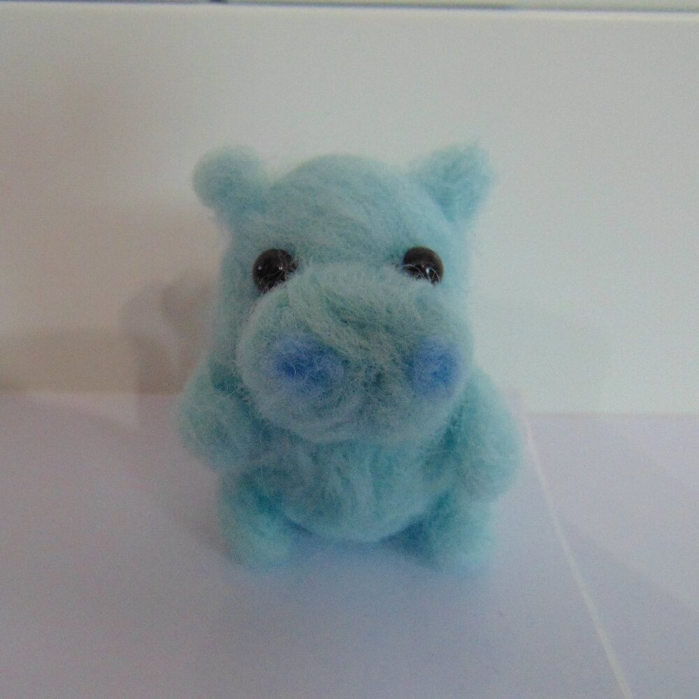 Needle Felted Blue Hippo